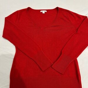 New York & Company V-Neck Sweater in Bold Red